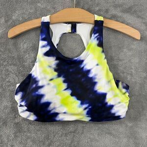 Athleta High Neck Underwire Tie Dye Blue/Green Bikini Top Size 36B/C
